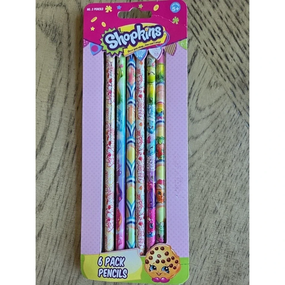 Shopkins Pencils 6 Pack Pencils #2 Pencils Adorable Shopkins NOS New 2013